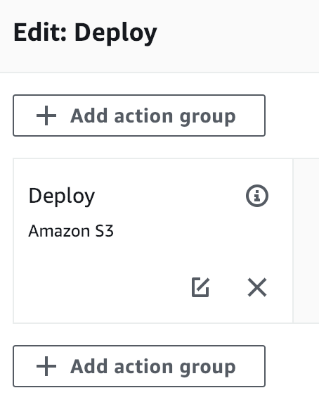 Add a new action group below
the S3 deploy